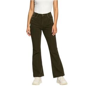 90s Vintage Eddie Bauer Olive Green Velvet Corduroy Straight Leg Pants 8P 30"